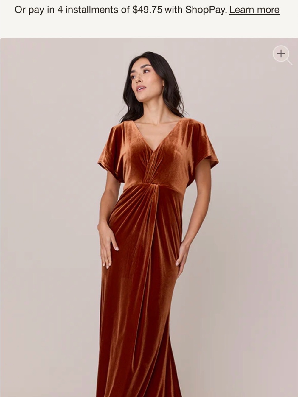 Revelry Copper Velvet V-Neck Evening Gown